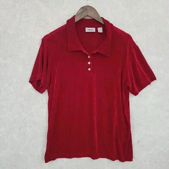 Chico's Tops - Chico's Travelers Women's Polo Shirt Size 3/ XL Red 2087C